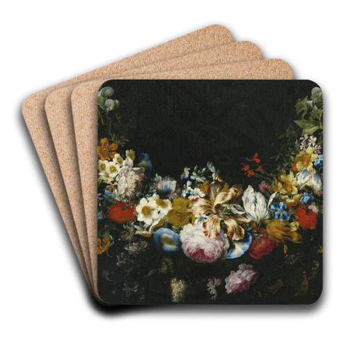 A Swag of Flowers by Gaspar Peeter Verbruggen the Elder Art Drink Coaster set