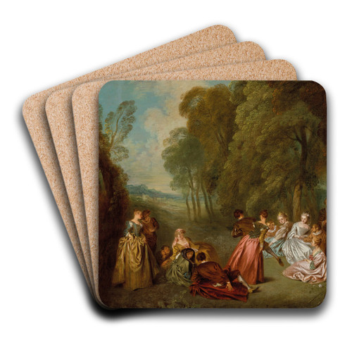 Les divertissements champtres by Jean-Baptiste Pater Art Drink Coaster set