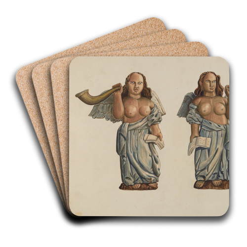 Two Angels by Al Curry Art Drink Coaster set