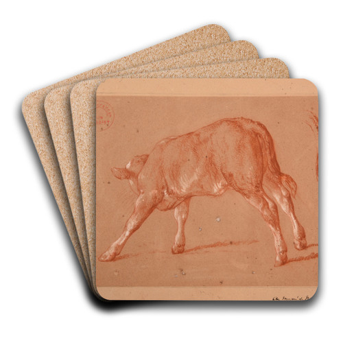tude de veau by Jacques-Raymond Brascassat Art Drink Coaster set