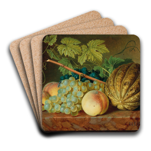 Fruit still life with a wasp and butterflies by Christiaen van Pol Art Drink Coaster set Fruit still life with a wasp and butterflies by Christiaen van Pol Art Drink Coaster set
