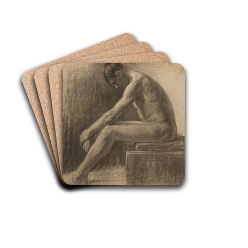 Study of a Seated Man by Emil Alexay-Olexk Drink Coasters - set of 4