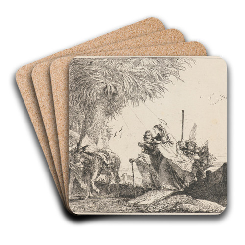 The Holy Family Disembarking by Giovanni Domenico Tiepolo Art Drink Coaster set