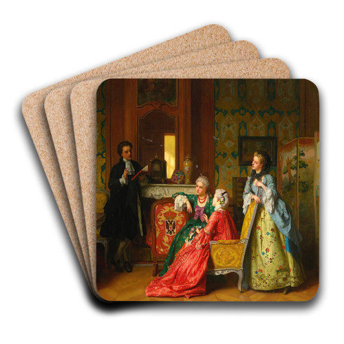 A Reading From Molire by Jean Carolus Art Drink Coaster set A Reading From Molire by Jean Carolus Art Drink Coaster set