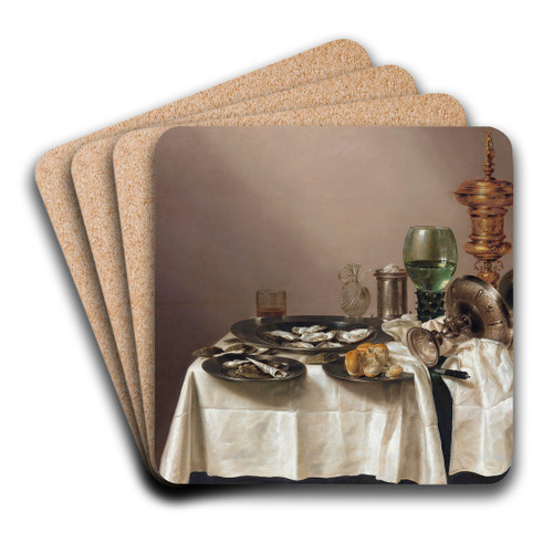 Still Life with a Gilt Cup by Willem Claesz Heda Art Drink Coaster set