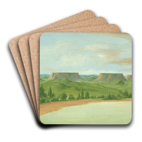 Square Hills, 1200 Miles Above St. Louis by George Catlin Art Drink Coaster set