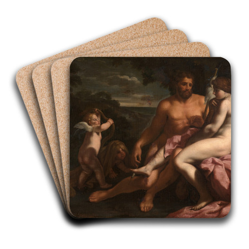 Hercules and Omphale by Carlo Cignani Art Drink Coaster set