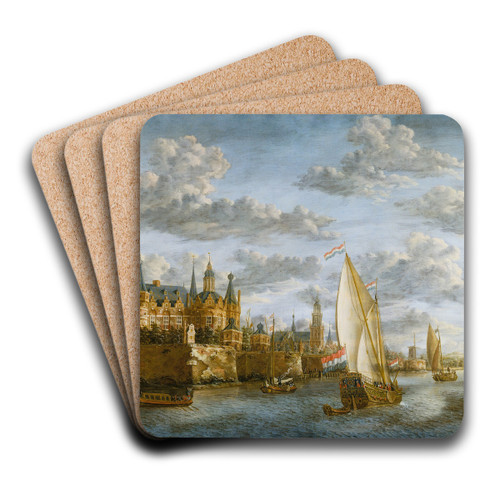 Castle on a River in Holland by Jacobus Storck Art Drink Coaster set Castle on a River in Holland by Jacobus Storck Art Drink Coaster set