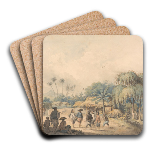 Natives of Cochin Playing Shuttlecock in China by William Alexander Art Drink Coaster set Natives of Cochin Playing Shuttlecock in China by William Alexander Art Drink Coaster set