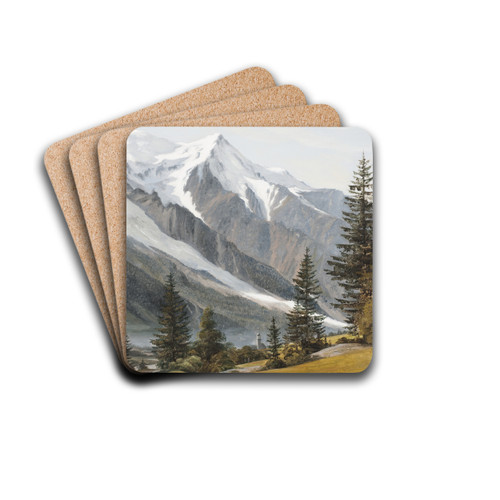 Vy mot Chamonix-Mont-Blanc by Martinus Rrbye Drink Coasters - set of 4