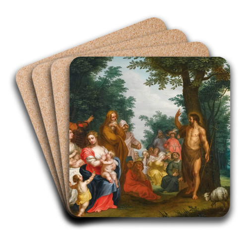 Saint John The Baptist Preaching by Jacob Andries Beschey Art Drink Coaster set