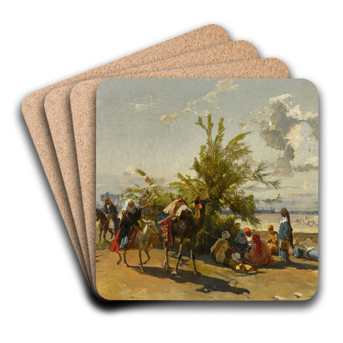 Encampment by Hermann David Salomon Corrodi Art Drink Coaster set Encampment by Hermann David Salomon Corrodi Art Drink Coaster set
