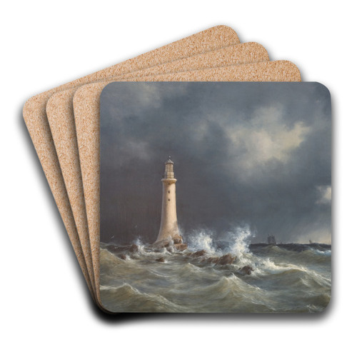 Eddystone Lighthouse by Anton Melbye Art Drink Coaster set