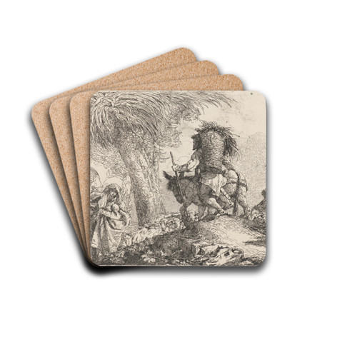 The Flight, Joseph at Right and Mary and Angel at Left by Giovanni Domenico Tiepolo Drink Coasters - set of 4 The Flight, Joseph at Right and Mary and Angel at Left by Giovanni Domenico Tiepolo Drink Coasters - set of 4