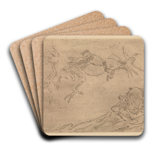 The Terrible Archer by James Ensor Art Drink Coaster set The Terrible Archer by James Ensor Art Drink Coaster set