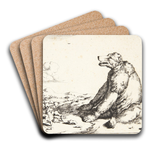 Siddende bjrn, vendt mod venstre by Marcus de Bye Art Drink Coaster set