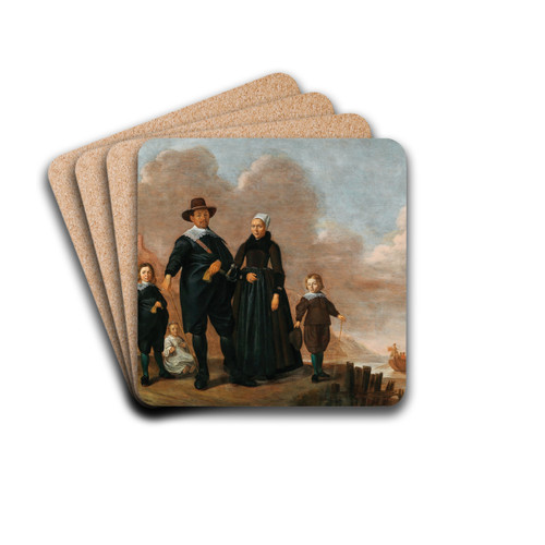 Portrait of a family, said to be Dirk Janssen Bol and his wife Marritge Claesdr. with their children by Herman Doncker Drink Coasters - set of 4 Portrait of a family, said to be Dirk Janssen Bol and his wife Marritge Claesdr. with their children by Herman Doncker Drink Coasters - set of 4
