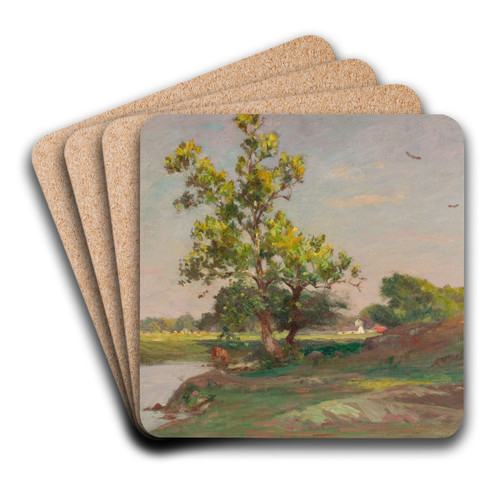Landscape with River by Walter A. Clark Art Drink Coaster set