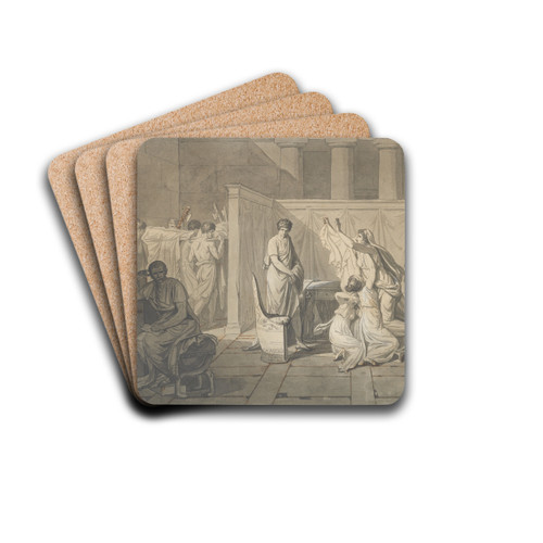 The Lictors Bringing Brutus the Bodies of his Sons by Jacques Louis David Art Drink Coaster set