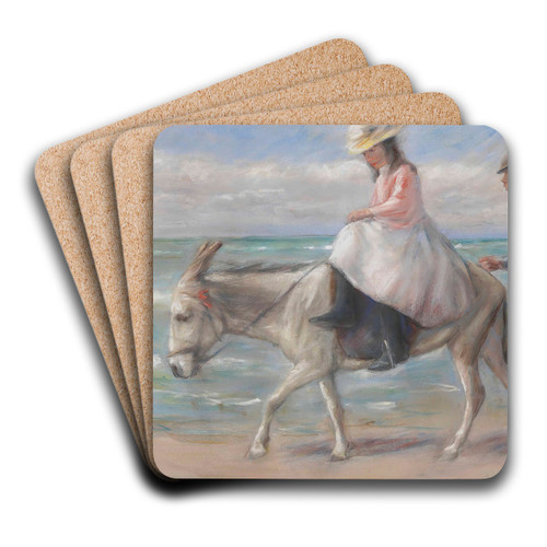 Kind, auf einem Esel reitend by Max Liebermann Art Drink Coaster set