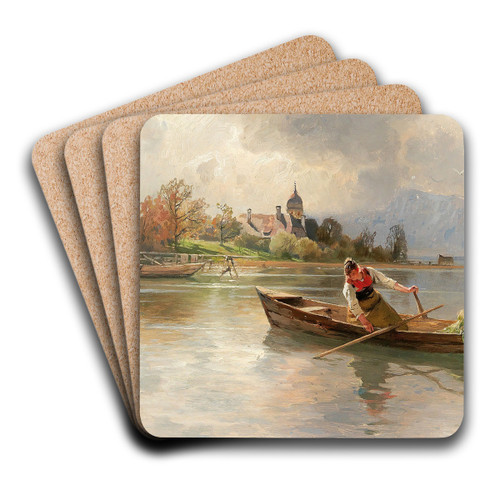 Chiemsee Landscape by Karl Raupp Art Drink Coaster set