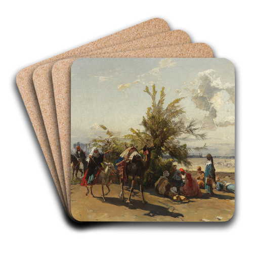 An oasis encampment by Hermann David Salomon Corrodi Art Drink Coaster set An oasis encampment by Hermann David Salomon Corrodi Art Drink Coaster set