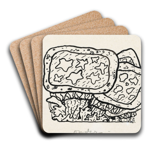 Blad met ondefinieerbare voorstelling by Leo Gestel Art Drink Coaster set