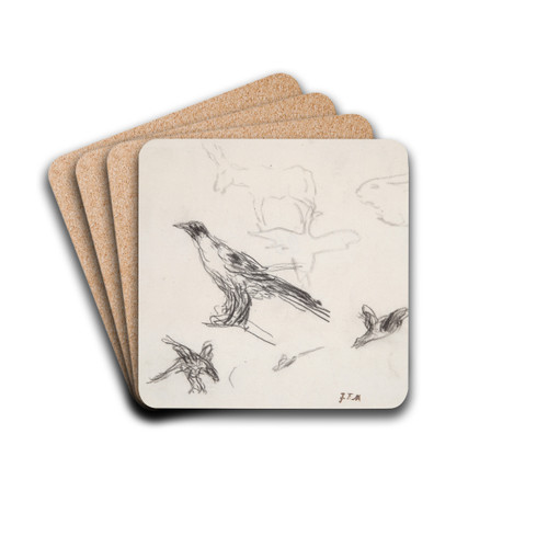Ravens, Donkey, Rabbit, andGoose by Jean-Franois Millet Drink Coasters - set of 4