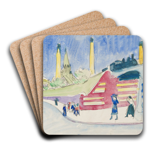 Bahndamm by Ernst Ludwig Kirchner Art Drink Coaster set