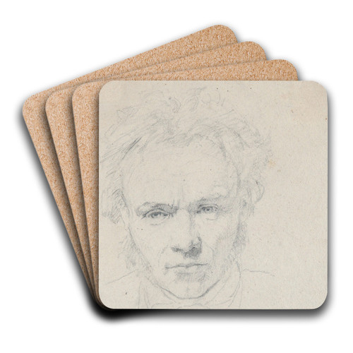 Portrait of the Sculptor Hermann Ernst Freund by Christen Kbke Art Drink Coaster set