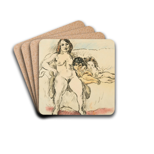 Femmes Et Enfants by Jules Pascin Drink Coasters - set of 4