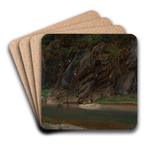 Fluss mit felsigem Ufer by Johann Wilhelm Schirmer Art Drink Coaster set