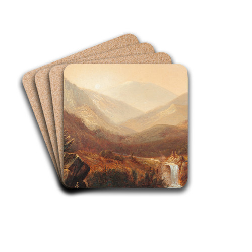 Waterfall and Distant Hills by James David Smillie Drink Coasters - set of 4