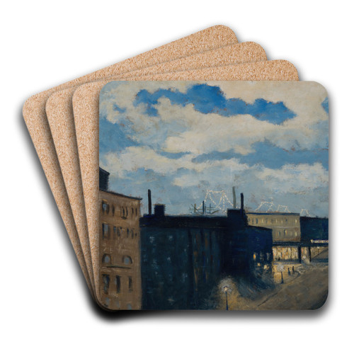 New York Street at Dusk by Louis Michel Eilshemius Art Drink Coaster set