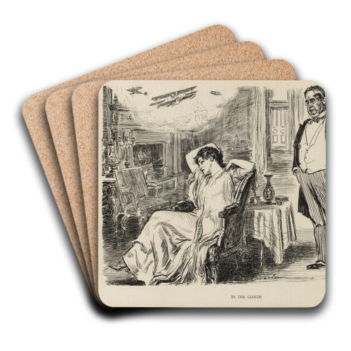 In the clouds by Charles Dana Gibson Art Drink Coaster set