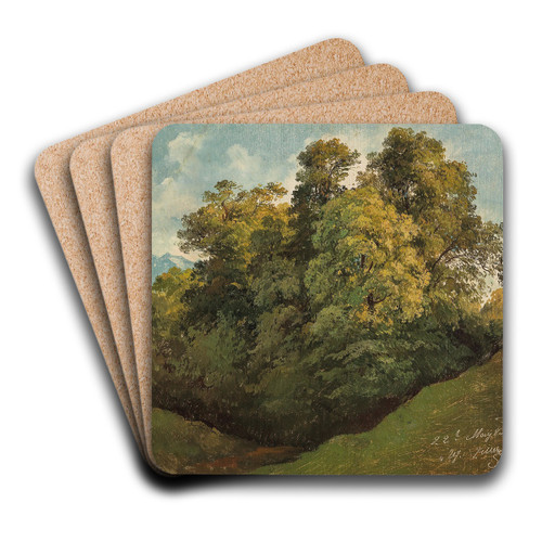 Salzburg, Trees set against the Untersberg by Friedrich Zeller Art Drink Coaster set