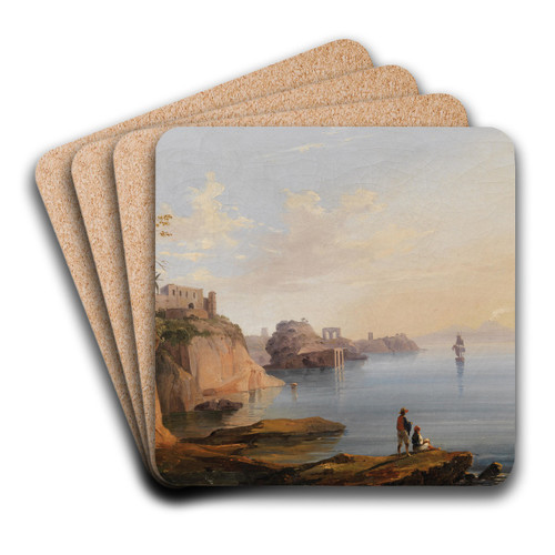 A View of Naples from Posillipo by Salvatore Fergola Art Drink Coaster set A View of Naples from Posillipo by Salvatore Fergola Art Drink Coaster set