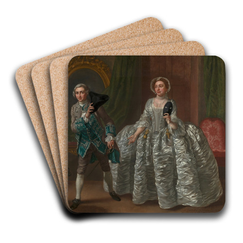 David Garrick and Mrs. Pritchard in Benjamin Hoadley's 'The Suspicious Husband' by Francis Hayman Art Drink Coaster set