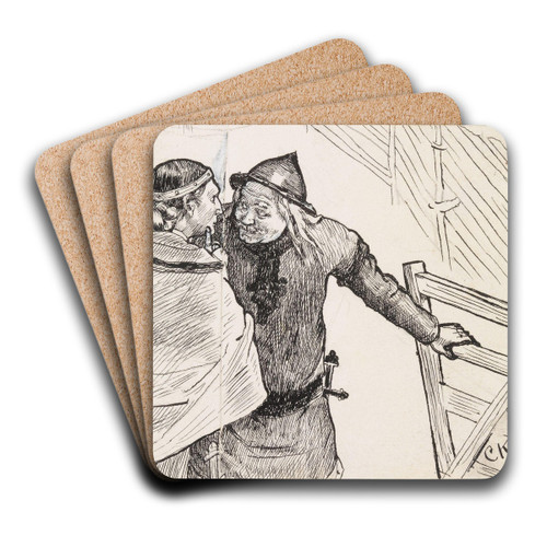 Gunhild ber Hkon leite etter kong Tryggves barn by Christian Krohg Art Drink Coaster set Gunhild ber Hkon leite etter kong Tryggves barn by Christian Krohg Art Drink Coaster set