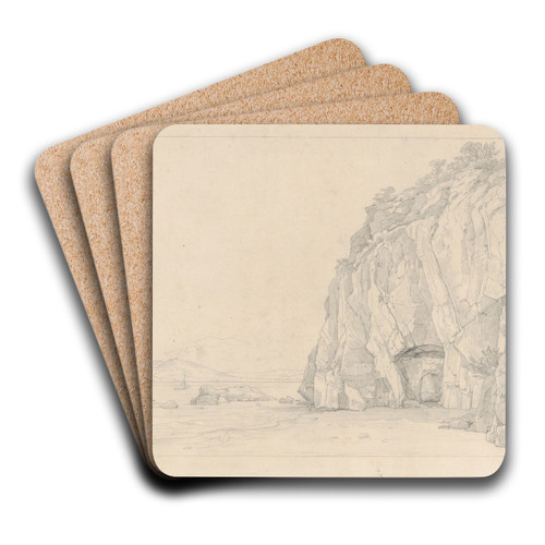 A Grotto near Sorrento, with a Distant View of the Vesuvius by Heinrich Reinhold Art Drink Coaster set