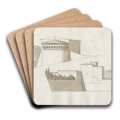 Rome: twee gezichten op anonieme gebouwen by David Humbert de Superville Art Drink Coaster set Rome: twee gezichten op anonieme gebouwen by David Humbert de Superville Art Drink Coaster set