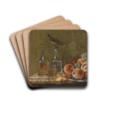 Stillleben mit Frchten und Glaskaraffen by Johann Matthias Wurzer Drink Coasters - set of 4