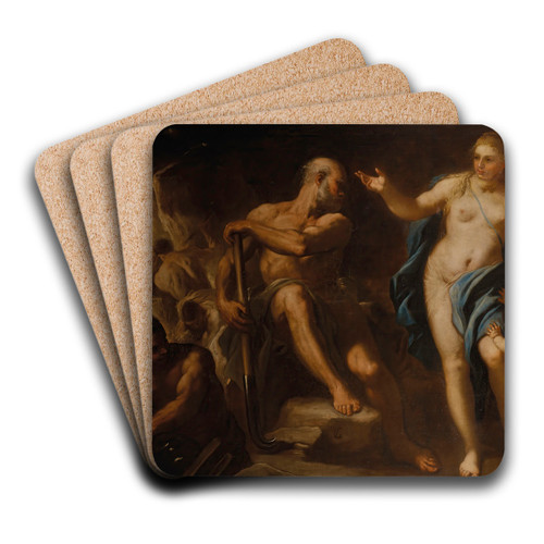Venus in the Forge of Vulcan by Luca Giordano Art Drink Coaster set