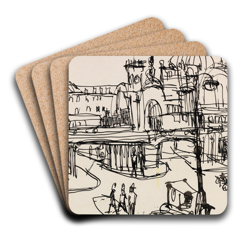 Hauptbahnhof in Dresden by Ernst Ludwig Kirchner Art Drink Coaster set