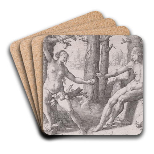 The Fall of Man by Lucas Van Leyden Art Drink Coaster set The Fall of Man by Lucas Van Leyden Art Drink Coaster set