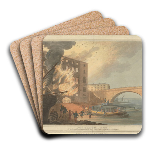 A View of Albion Mill on Fire by John William Edye Art Drink Coaster set