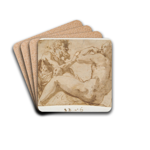 Studies for Recumbent AllegoricalFigures by Prospero Fontana Drink Coasters - set of 4