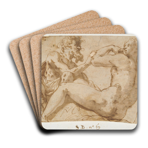 Studies for Recumbent AllegoricalFigures by Prospero Fontana Art Drink Coaster set