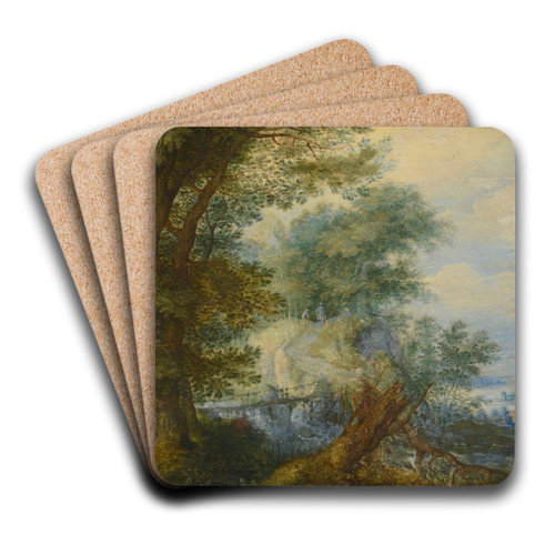 Landscape with hunters by Roelant Savery Art Drink Coaster set