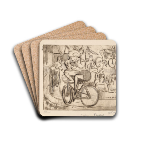 Cycle Race by Ernst Ludwig Kirchner Drink Coasters - set of 4
